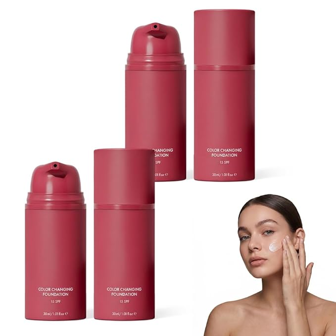 Korean Color Changing Foundation, 2026 New Skin Tone Adapting Liquid Foundation, Automatically Adjusts Makeup Application, Concealing Fine Lines And Wrinkles for All Skin Tones (2pcs)