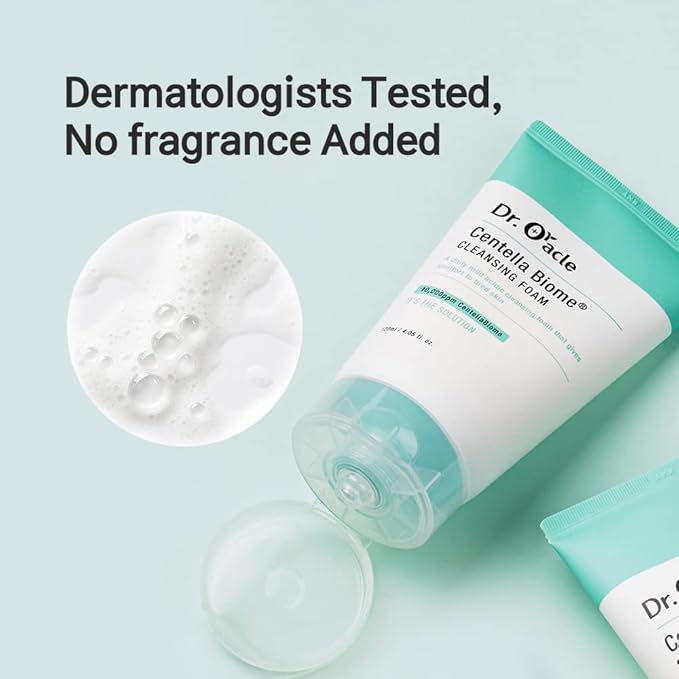 Dr.Oracle Centella Biome Cleansing Foam - Daily Facial Cleanser, Foaming Face wash for Sensitive, Acne-prone, Irritated Skin, 4.06 fl. oz/120ml, Dermatologist Tested, Korean Skincare