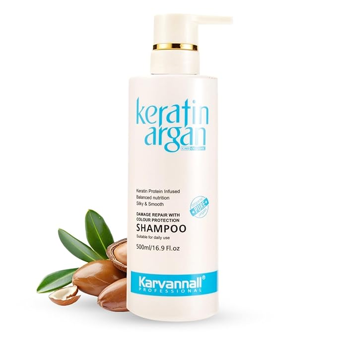 Keratin Shampoo with Argan Oil 16.9oz – Damaged Hair Shampoo, Damage Repair & Color Protection, Anti-Hair Loss, Silky Smooth, Sulfate & Paraben Free, For All Hair Types - 500ml