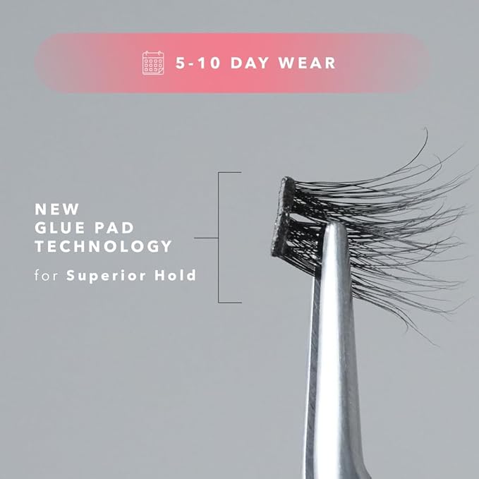 Silly George Pop-On Lashes - DIY 1-Step Pre-Glued Faux Eyelash Clusters, Natural Look Extensions, Black - Flaunt, 5-7 Pair Set, Pack of 60 Clusters