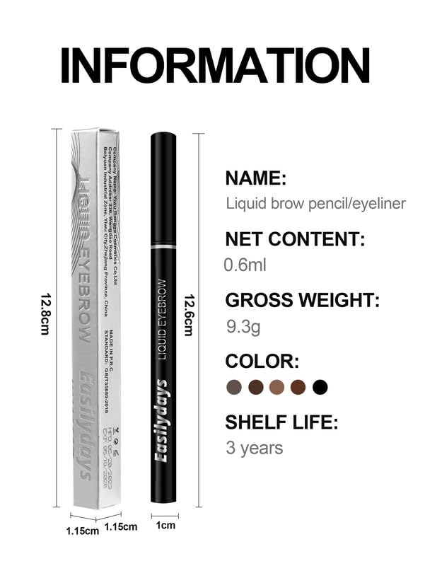 Eyebrow Pencil Ultra-Fine Liquid Eyeliner, Wild Eye Makeup Water Eyebrow Pen, Waterproof Brow Pen Eye Pencil, Multifunctional Finish，Longwearing, Smudge-proof, Ultra-Fine Tip (03)