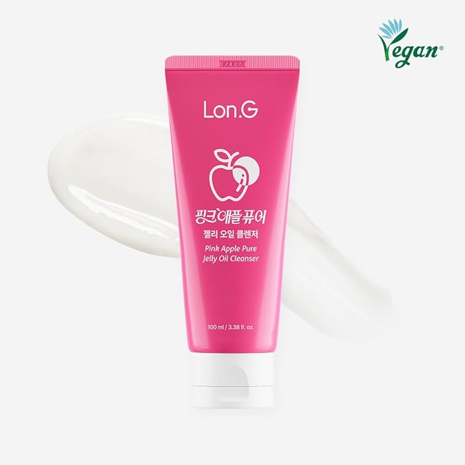 LON.G Pink Apple Pure Jelly Oil Cleanser Korean Skincare Jelly-to-Oil Cleanser for Pores, Sebum, Blackheads | Non-Dripping Gentle Daily Hydrating Makeup Remover for All Skin Types (3.38 fl oz)