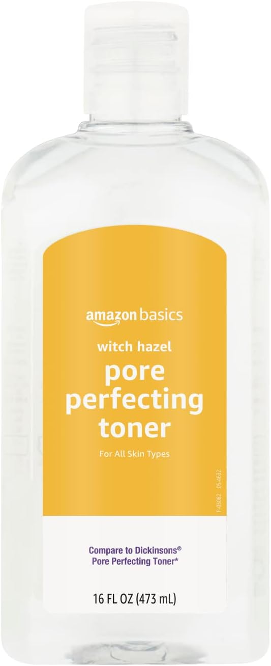 Amazon Basics Witch Hazel Pore Perfecting Toner, 100% Natural Distilled, Paraben-Free, 16 Fluid Ounces, 1-Pack