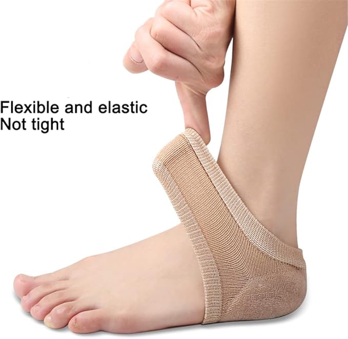 Moisturizing Heel Socks, 2 Pairs Soft Gel Lined Heel Socks for Dry Rough Cracked Feet, Gel Heel Repair Socks Overnight Moisturizing Spa Socks for Softening and Repairing Chapped Feet Skin Care (Skin)