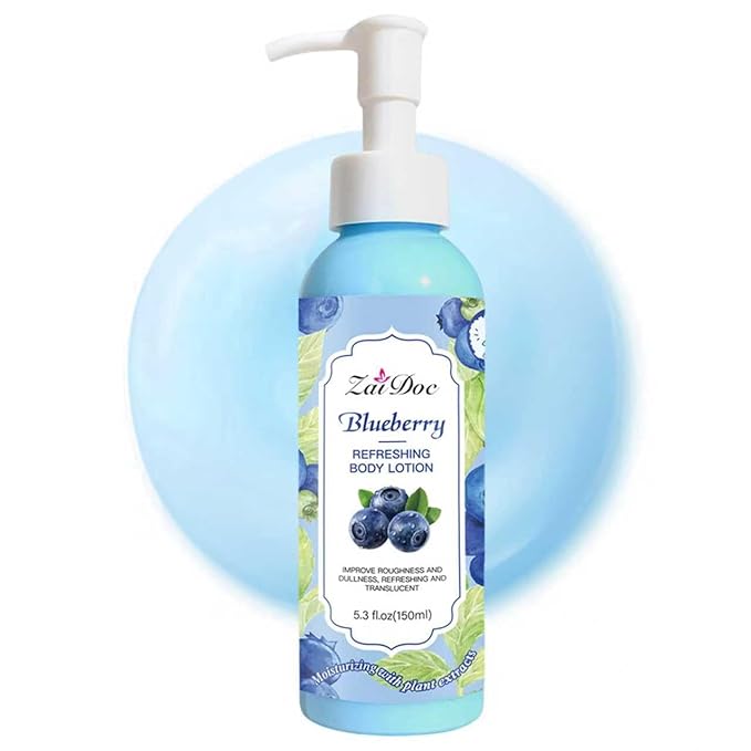 Body Lotion, 24hr Moisturizing & Deep Hydration, Absorbs Instantly Moisturizer for All Skin Types, 5.3 fl oz (1 Pack, Blueberry)
