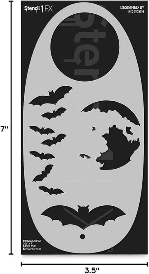 Stencil1FX - Bats and Moon Eye Makeup Stencil - for Costumes, Dress Up, Halloween, Cosplay, Face Painting, Raves, Festivals, Parades, Parties