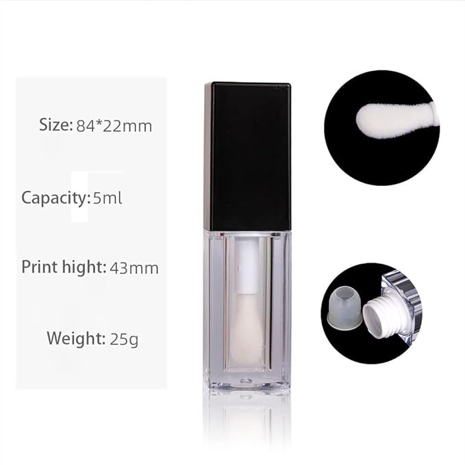24pcs 5ml Empty white square lipgloss tubes bulk wholesale with big wand lipgloss containers…