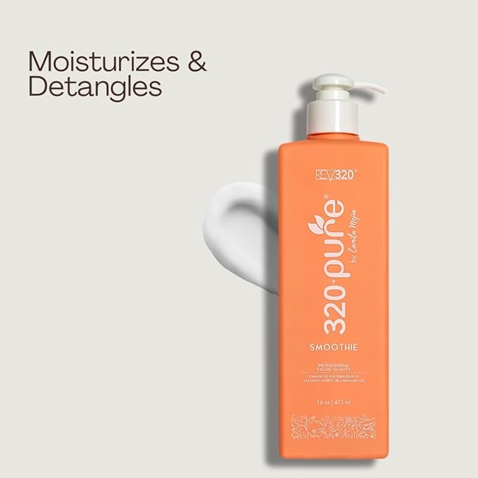 Rev320 320Pure Smoothie Leave In Conditioner 16oz Pump Bottle, Sulfate Free, Color Safe & Lightweight Formula, Deep Repair Moisturizing Detangler for Frizzy, Curly, Thick, Wavy, Dry & Damaged Hair