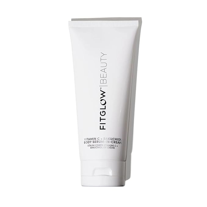 Fitglow Beauty Vitamin C + Bakuchiol Body Serum-in-Cream | Anti-Aging Body Skincare | Smooths, Firms & Hydrates for Radiant Skin | Plant-Based Retinol Alternative | 200ml / 6.8oz