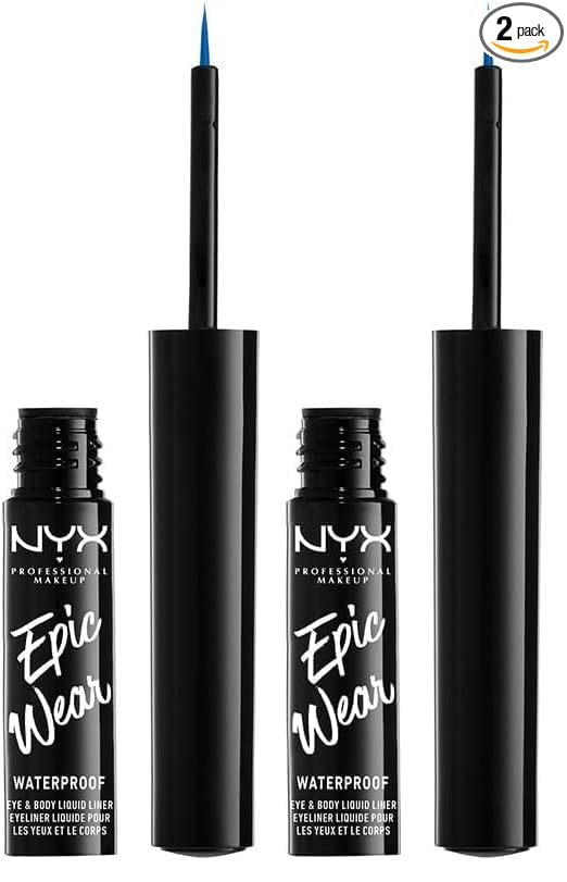 NYX PROFESSIONAL MAKEUP Epic Wear Liquid Liner, Long-Lasting Waterproof Eyeliner - Sapphire (Pack of 2)