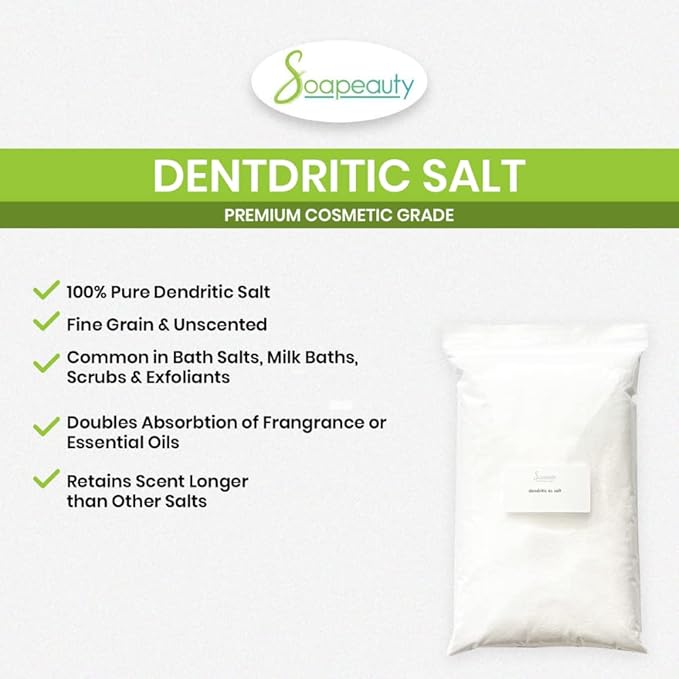 Soapeauty Dendritic Salt | Premium Fine Grain Bath and Body Salt for Scrubs, Exfoliants, and Milk Baths | High Absorption for Fragrance Oils and Essential Oils | 3 lb