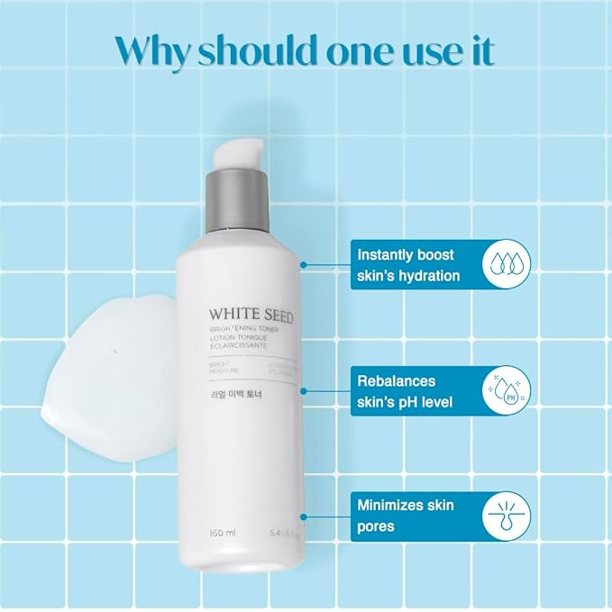 The Face Shop White Seed Brightening Toner with Lupin Seed, Daisy, Niacinamide, Moisturizing & Brightening