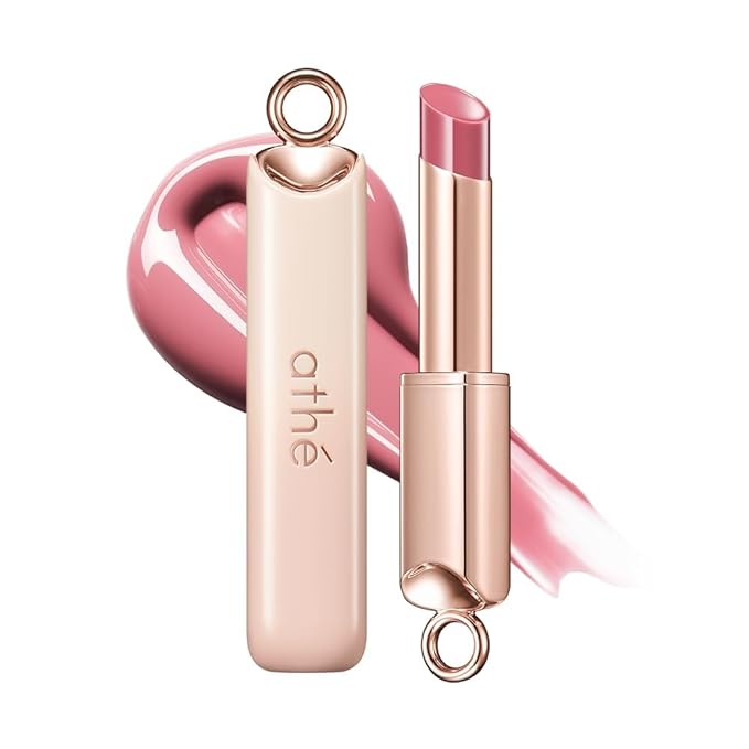 athé Authentic Lip Glowy Balm – Glossy Tinted Lip Treatment Stick | Ceramide NP, Squalane & Palmitoyl Tripeptide-1 | Tremella Fuciformis (Snow Mushroom) | Fragrance-Free | K-Beauty | 0.12 oz