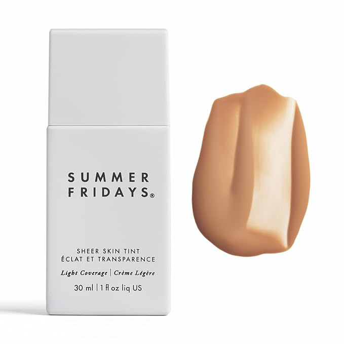 Summer Fridays Sheer Skin Tint with Hyaluronic Acid, Diminishes Uneven Tone, Sheer to Light Coverage, Shade 5, Medium with Warm Neutral Undertones (1 Fl Oz)