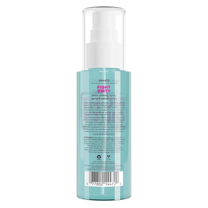 wet n wild Fight Dirty Detox Setting Spray Tea Tree Extract, Chamomile, Collagen, Combats Acne, Blemishes, Antioxidants
