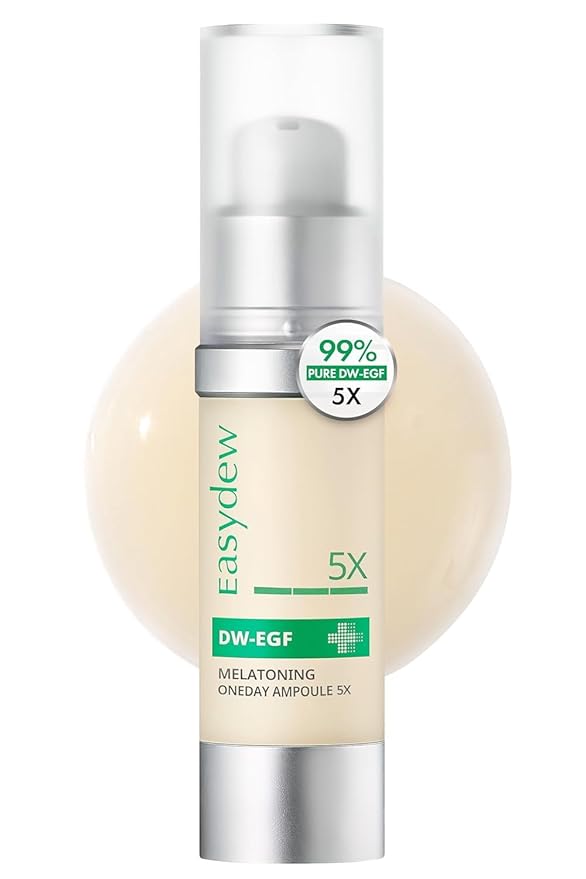 Easydew DW-EGF Melatoning Ampoule 5X - Hydrating Dark Spot Serum with Niacinamide & Glutathione for Uneven Skin - Fast Absorbing Day & Night Ampoule Korean Skin Care (Bottle 1.01 fl oz, EGF 5X)