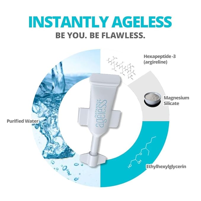 Instantly Ageless - Instant Face Lift Cream - Skin Care Anti Aging Face Cream - Wrinkle Tightener - Eye Cream For Puffiness and Bags Under Eyes - Facelift in a Box of 25 Vials with Makeup Brush