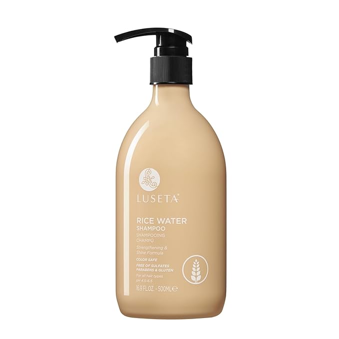 Luseta Rice Water Shampoo Strengthening & Nourishing Revitalizes Shine for All Hair Types Hydrating & Frizz Control for Women and Men 16.9oz