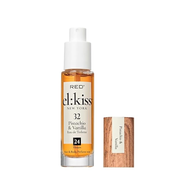 EL:KISS Hair Perfume & Body Mist, Pistachio & Vanilla Inspired by SDJ 62, Eau de Toilette 30mL (1.01 Fl Oz), Hydrating & Long-Lasting, Alcohol & Mineral Oil-Free, Jojoba/Argan Oil & Aloe Vera