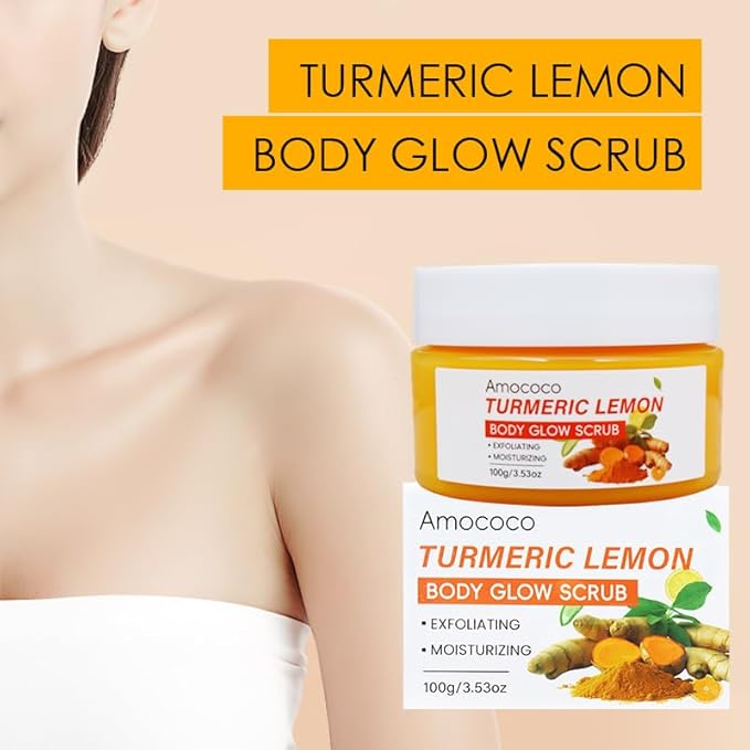 3Packs Turmeric Lemon Body Scrub, Deep Cleansing Exfoliator with Armpit Detox & Moisturization, 3.53oz*3