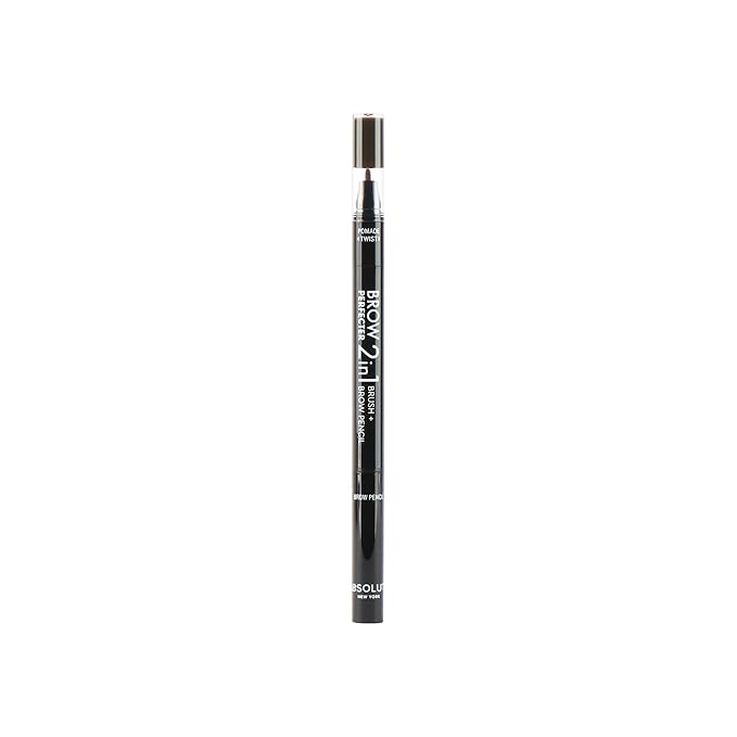 Absolute New York 2-in-1 Brow Perfecter, Dual-Ended Eyebrow Tool, Pencil and Pomade (AEBD01 Natural Ebony)