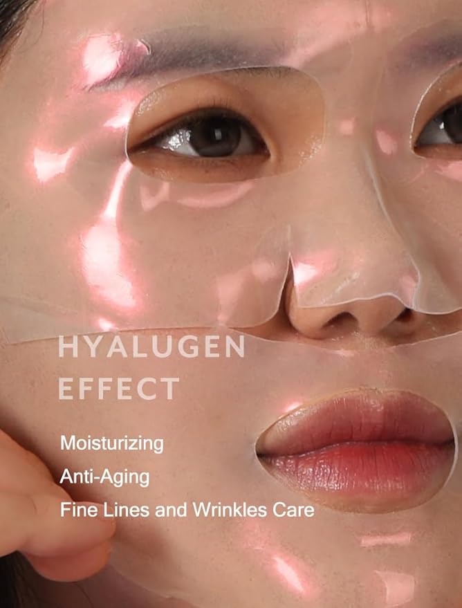 MIZON Hyalugen Pearl Jelly Face Mask (5 Pack) – with Collagen & Hyaluronic Acid Korean Beauty Full Face Sheet Mask Glowy Pearl Finish