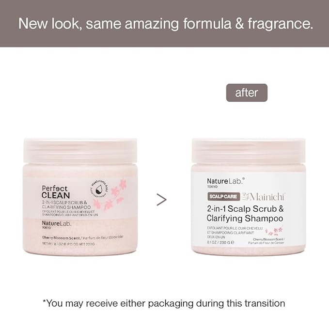 NatureLab.TOKYO Perfect Clean Scalp Scrub LIMITED EDITION Sakura Scent:2-in-1 Hair Treatment to Clarify and Remove Product Buildup for Immense Shine I Cherry Blossom Scent | 8.1 OZ