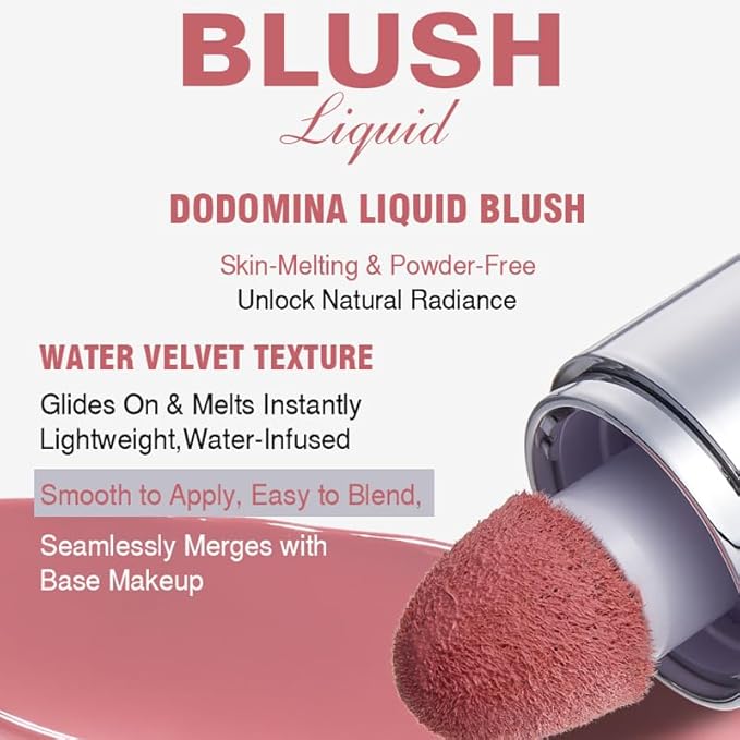 DODOMINA Natural Finish Liquid Blush, Long-Lasting Liquid Cheek Tint, Dewy Finish, Sweatproof, Multipurpose Makeup for All Skin Types (7g/0.25fl oz) (Sakura Jelly)