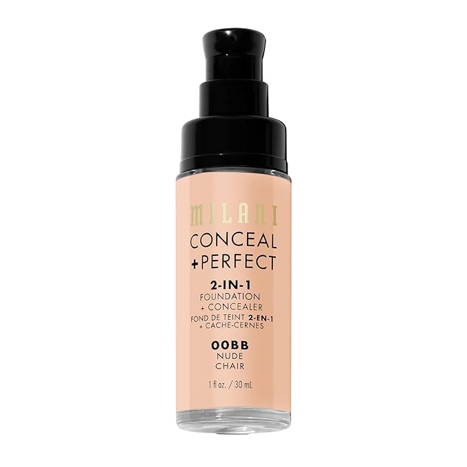Milani Conceal + Perfect 2-in-1 Foundation + Concealer for a Flawless Complexion, Under Eye Corrector, Cover Redness and Imperfections, Waterproof and Sweatproof - 00BB-Nude