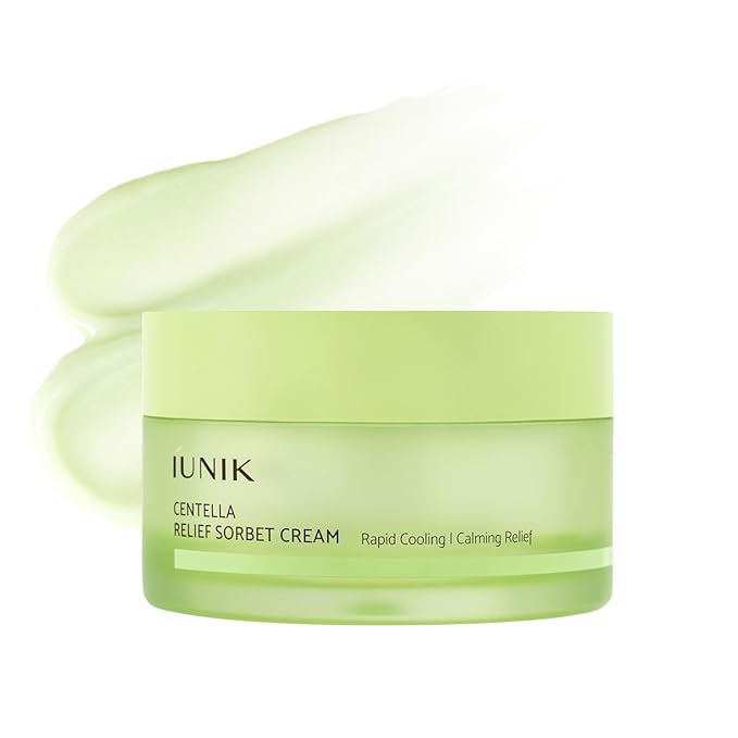 IUNIK Centella Relief Sorbet Cream – Instant Cooling & Calming Moisturizer for Sensitive & Redness-Prone Skin, Lipo Soothing Relief Complex, Oil Control & Deep Hydration, 50ml / 1.69 fl oz