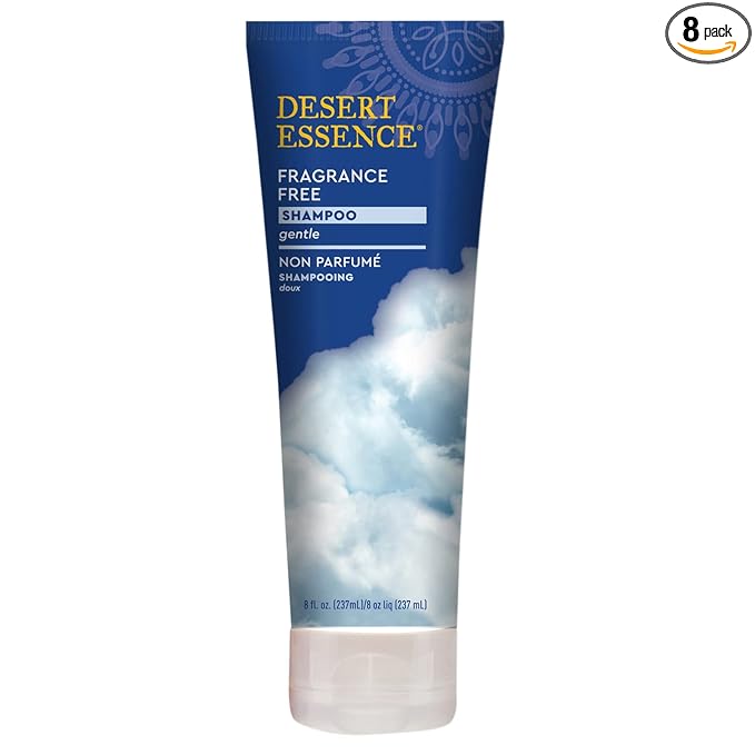 Desert Essence Fragrance Free Shampoo - Pure - 8 Fl Ounce - Pack of 3 - Unscented - Gloss & Shine - Strengthens Hair - Soft & Revitalized - Green Tea - Vitamins & Minerals - Jojoba Oil