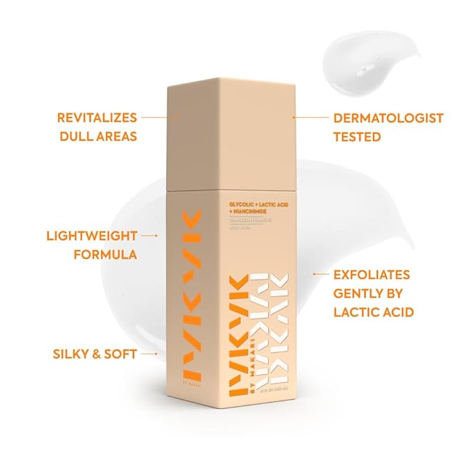 MAKARI IYKYK Gentle Exfoliating Body Wash | Glycolic & Lactic Acid Cleanser with Niacinamide | Smooths Dry Skin for Radiant-Looking Results | Vegan & Fragrance-Free