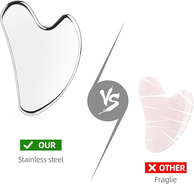 BTYMS Gua Sha Facial Tools, Heart Shaped Guasha Tool Stainless Steel Face Sculpting Tool