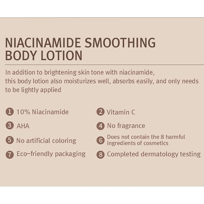 MIZON Niacinamide Smoothing Body Lotion AHA Vitamin C Hyaluronic Acid Smooth Korean Glowy skin Mild Exfoliation (300ml / 10.14 FL oz)