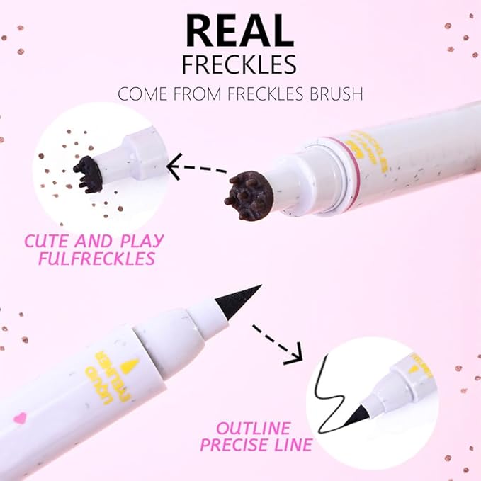 2in1 Waterproof Liquid Eye Liner, Stay All Day Makeup with Fine Brush Tip, Cute and Delicate Freckle Eyeliner, Smudge-Proof and Transfer-Resistant