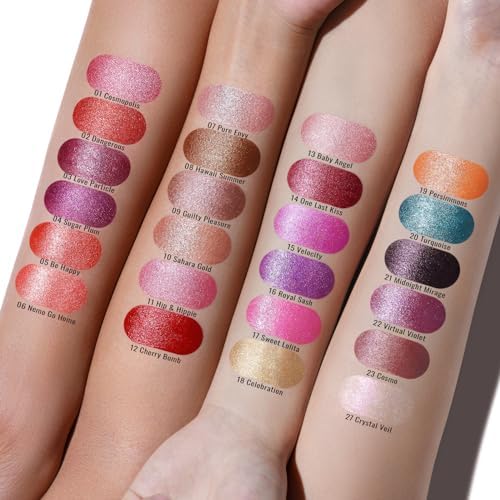 Oulac Metallic Purple Lipstick Set - 2PCS Vegan Lightweight Hydrating Formula with High Impact Lip Color for Full Coverage Lip Makeup, Christmas Gifts for Women, 03+14