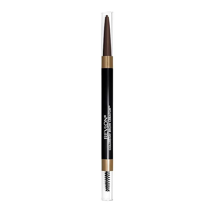 Revlon ColorStay Brow Creator, 2-in-1 Precise Eyebrow Pencil & Powder with Spoolie Brush, Waterproof & Long Lasting, 610 Dark Brown, 0.003 oz