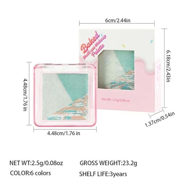 Eyeshadow Palette-Mini 3-in-1 Eye Shadow Powder Palettes Makeup-Matte&Shimmer Baked Eye Shadow for Women，paleta de sombras de ojos，Buildable Smooth Silky Waterproof for Daily Looks，02 Light Green