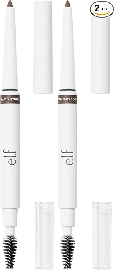 e.l.f. Instant Lift Waterproof Brow Pencil, Long-Lasting Eyebrow Pencil For Grooming & Shaping Brows, Vegan & Cruelty-free, Deep Brown (Pack of 2)