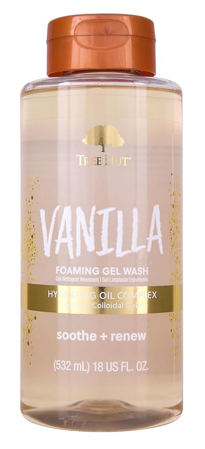 Tree Hut Vanilla Foaming Gel Wash, Moisturizing & Hydrating Body Wash with Shea Butter, Gently Cleanses for Soft, Fresh & Radiant Skin, 18 fl oz