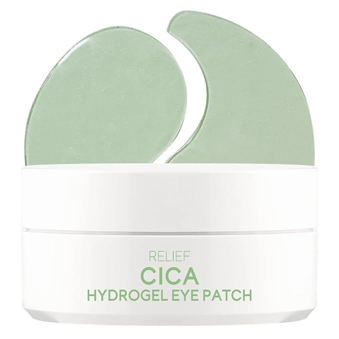 tenzero Relief Cica Hydrogel Eye Patch 60 Patches (90g), Centella Treatments for Puffy Eye, Fine Lines, Soothing, Eye Puffiness Reducer, Hydrating Eye Pads, Korean Under Eye Masks Skincare