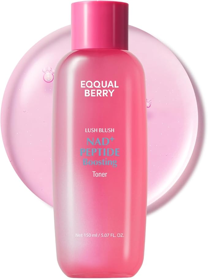 EQQUALBERRY NAD+ Peptide Boosting Toner – NAD+ 5% & 13 Peptides Anti-Aging Korean Skincare Hydrating Face Toner | Firming & Lifting Pink NAD Toner for Sagging Skin (5.07 fl.oz / 150ml)