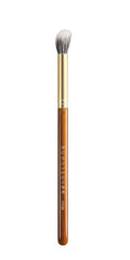 Desert Oak Series Stippling Brush - Dual-Length White & Gray LambsGoat Hair Bristles, Sloped Edge for Cream/Powder Perfection, Ebana Handle & Brass Ferrule (CM 168)
