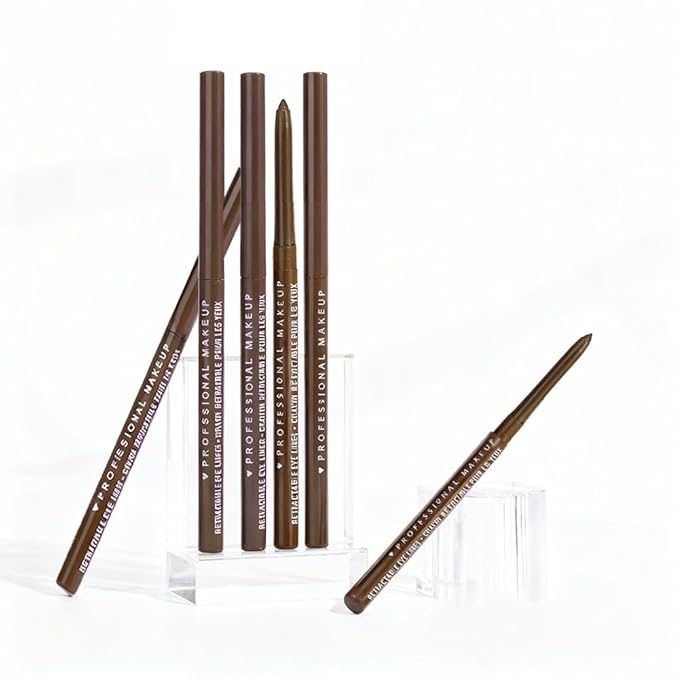 Retractable Creamy Eyeliner Eyeshadow Sticks for Eye Makeup, Ultra Pigmented Mechanical Eye Pencils, Smudge Proof Matte Satin Finish Formula, Longlasting, Vegan & Cruelty-Free (6 Pcs-Light Brown-04)