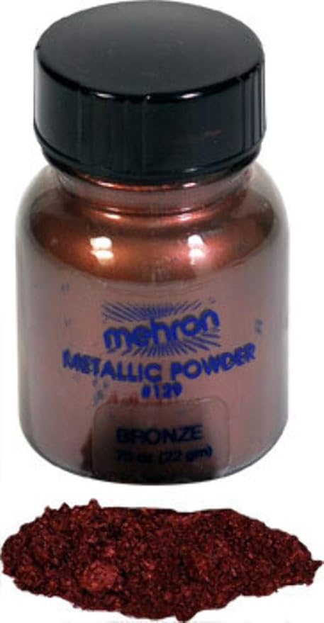 Mehron Makeup Metallic Powder | Metallic Chrome Powder Pigment for Face & Body Paint, Eyeshadow, and Eyeliner .75 oz (21 g) (Bronze)