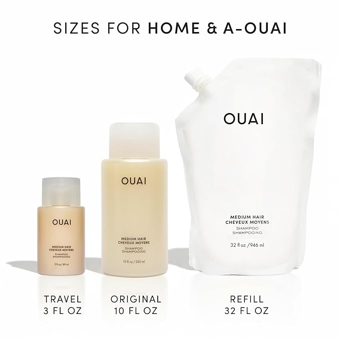 OUAI Medium Hair Shampoo - Hydrating Shampoo for Color Treated Hair & Dry Scalp - Nourishes, Strengthens, Reduces Breakage & Adds Shine - Coconut Oil, Babassu, Keratin - Sulfate Free, Refill 32 Oz