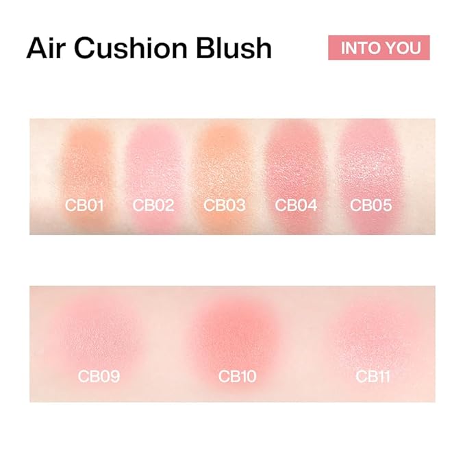INTO YOU Cream Blush Air Cushion for Cheeks Eyes, Moisturizing, Lightweight, Dewy Finish Face Makeup, Long Wearing, Buildable, Blendable, Pigmented Liquid Blush, for All Skin Tones, Sunlit Peach