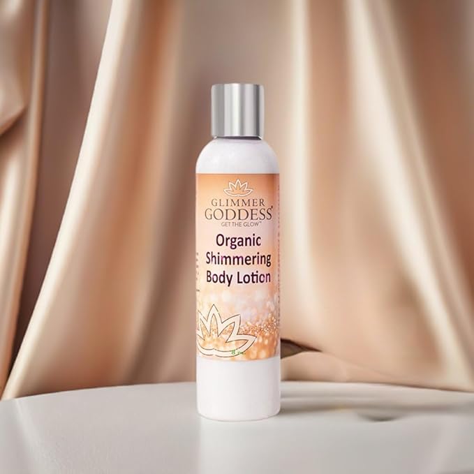 GLIMMER GODDESS Organic Body Lotion - Medium Level 2 Diamond Shimmer, 8 oz