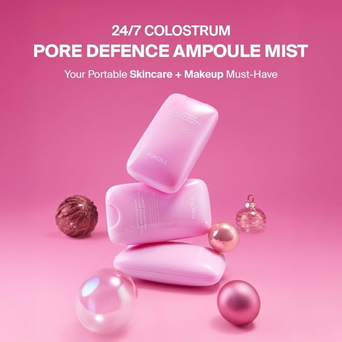 PURCELL 24/7 Colostrum Facial Serum Spray(Pink) - Ampoule Mist for Glass skin with Long Hydration, Poreless Smooth Skin, Before & After Makeup, Hyaluronic Acid, For All Skin types, 1.85 fl oz