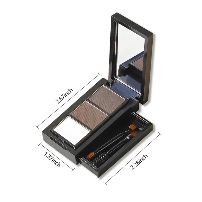 Eyebrow Powder Medium Brown Kit,Eye Brow Powder for Women with Double-ended Eyebrow Brush,Long-Lasting Waterproof Two Colors Brow Filler Get Full Defined Natural Brows,Brown Eyebrow Powder Makeup
